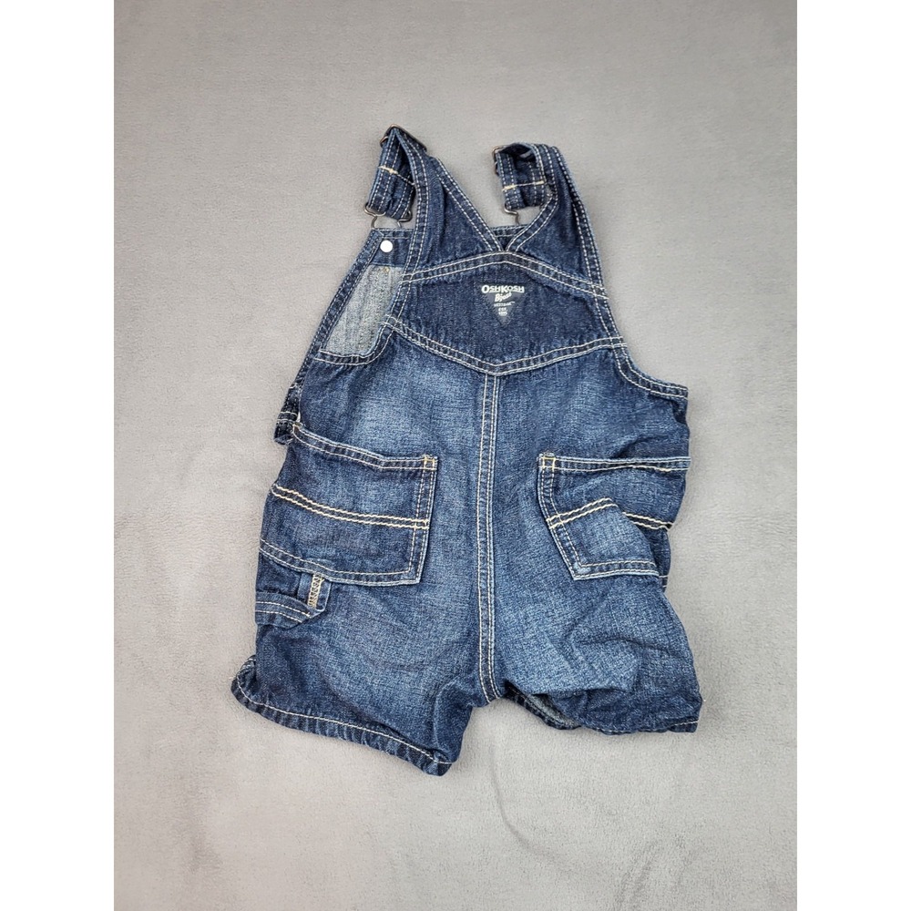 OshKosh B'gosh Baby Boy Denim Overalls 18M Classic Blue Bibs Farmer Lightweight - Picture 3 of 6
